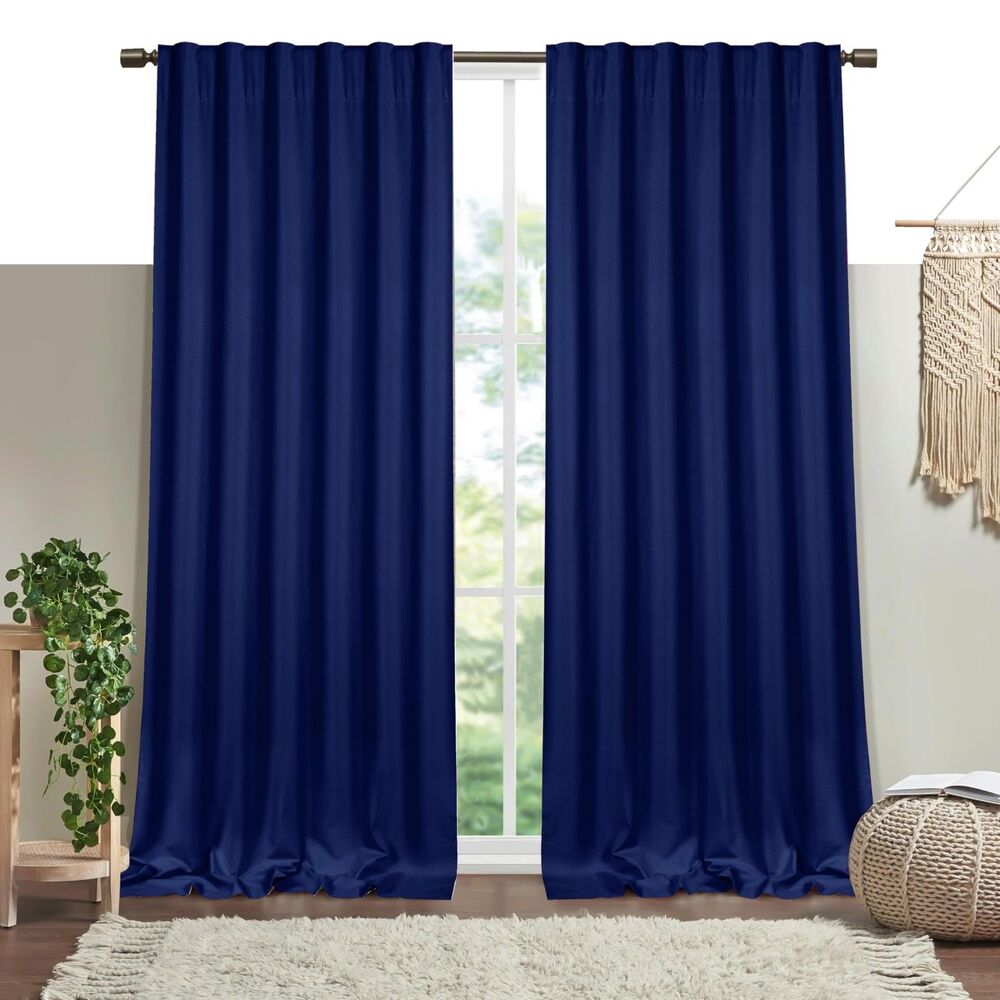 Set of 2 Panels,  54" W x 84" L Curtains, 100% Cotton (Indigo Blue)